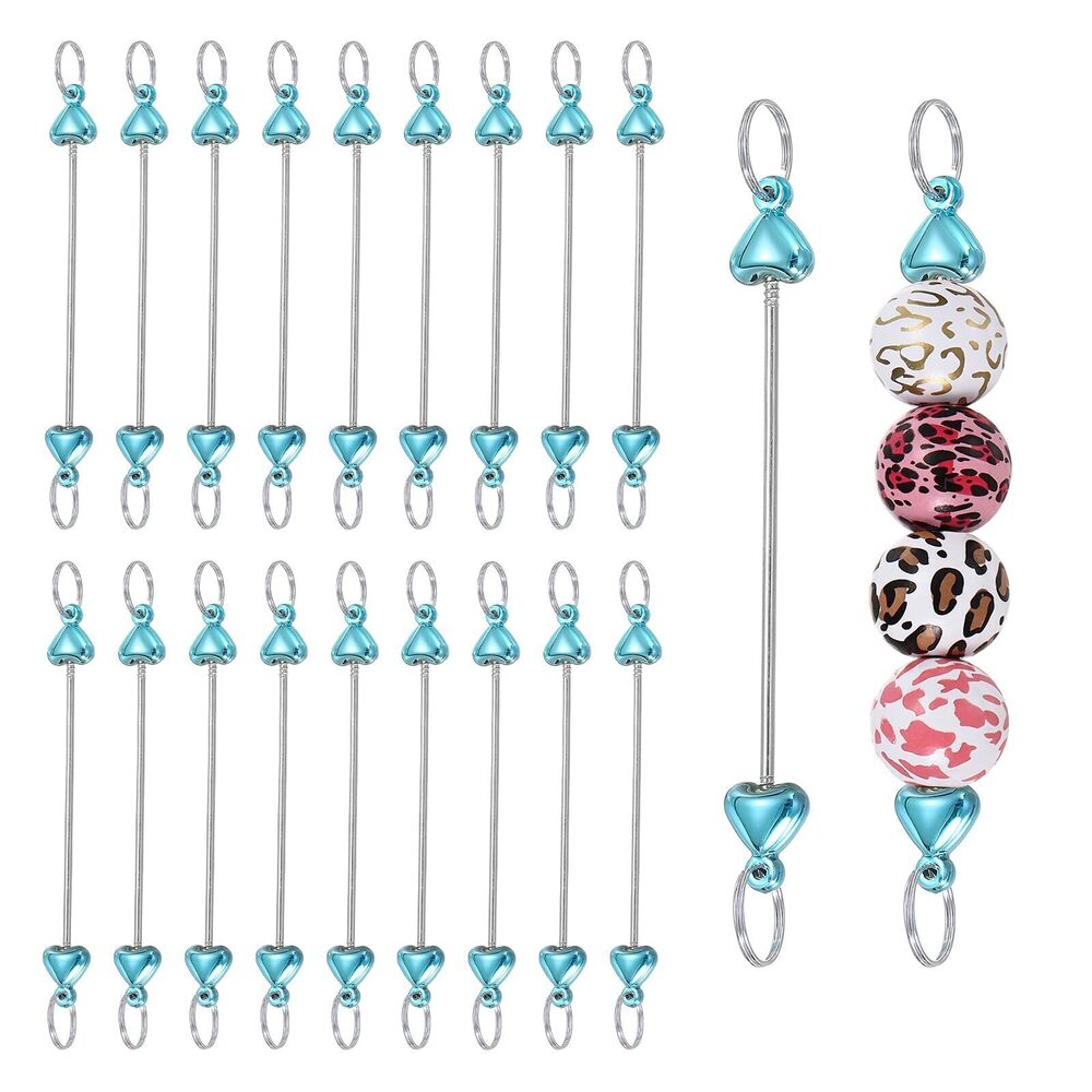 5599 20pcs Beadable Keychain Bar, Beadable Keychains Blanks Beaded Keychain